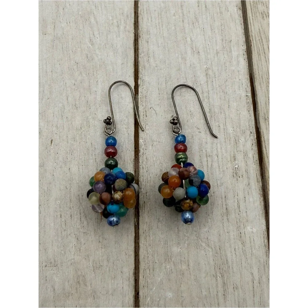 Multicolor Beaded Cluster Drop Earrings - Women Jewelry